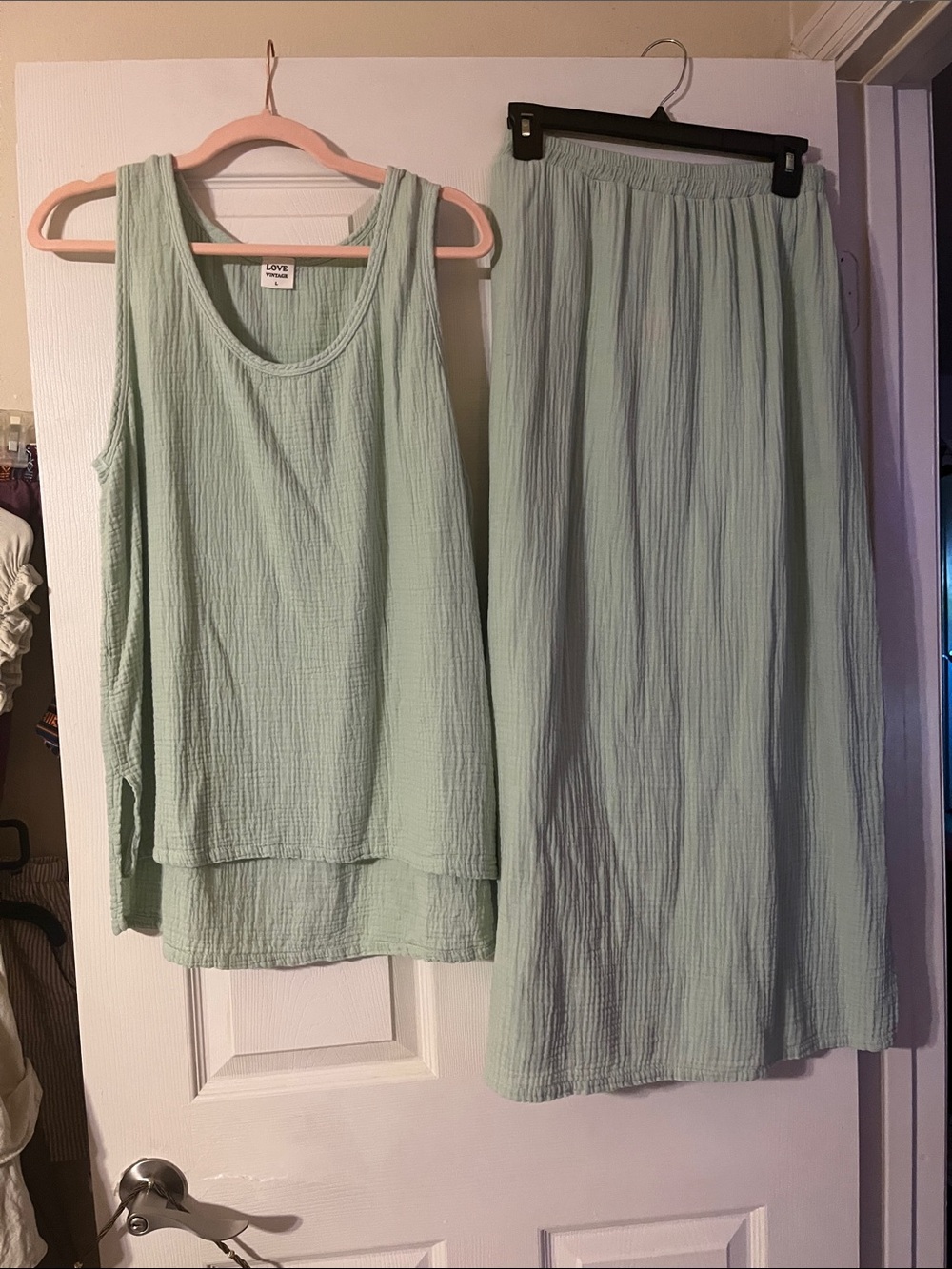 Love Pale Mint Maxi Skirt and top, a set.